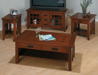 Mission Oak 4PC Livingroom Table Set with TV Stand - 036-1