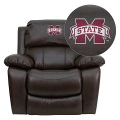 Mississippi State University Bulldogs Leather Recliner - MEN-DA3439-91-BRN-45017-EMB-GG