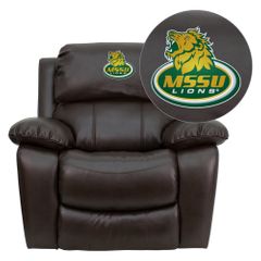 Missouri Southern State University Lions Leather Rocker Recliner  - MEN-DA3439-91-BRN-41054-EMB-GG