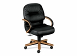 Mngrl Mid-Back Chair - Medium Oak/Black Lthr - HON2192MSR11