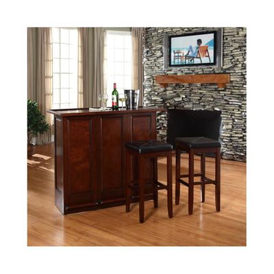 Mobile Folding Bar in Vintage Mahogany With 29