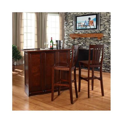 Mobile Folding Bar in Vintage Mahogany With 30