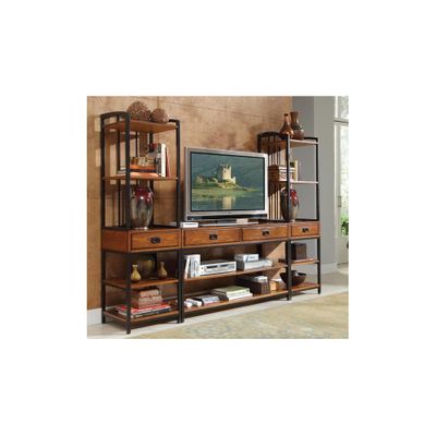 Modern Craftsman Distressed Oak Entertainment Center - Home Styles - HS-5050-34