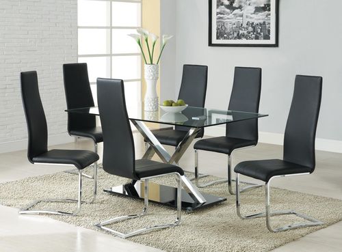 Modern Dining 7 Piece XY Table Set with Glass Top - 102320