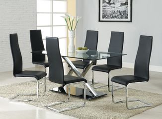 Modern Dining 7 Piece XY Table Set with Glass Top - 102320