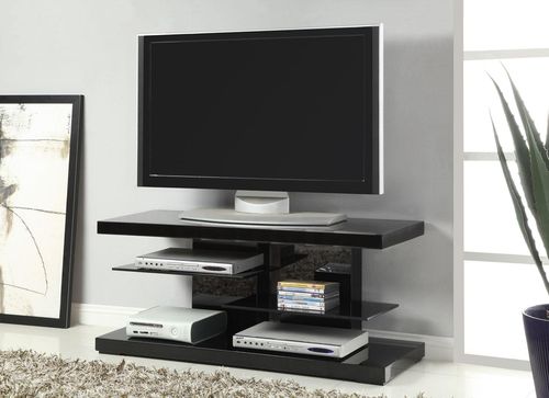 Modern TV Stand with Alternating Glass Shelves - 700840