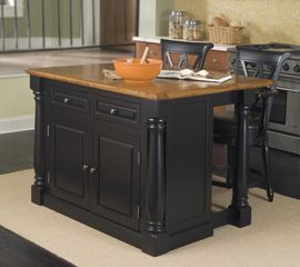 Monarch Kitchen Island in Black / Oak - Home Styles - 5008-94