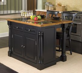 Monarch Kitchen Island with Granite Top in Black / Oak - Home Styles - 5009-94