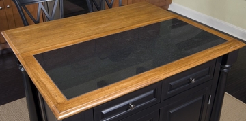 Monarch Kitchen Island with Granite Top and Two Bar Stools in Black / Oak - Home Styles - 5009-948