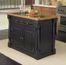 Monarch Kitchen Island with Granite Top and Two Bar Stools in Black / Oak - Home Styles - 5009-948