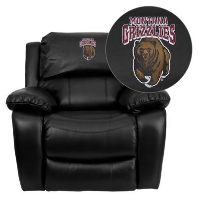 Montana Grizzlies Black Leather Rocker Recliner - MEN-DA3439-91-BK-40018-EMB-GG