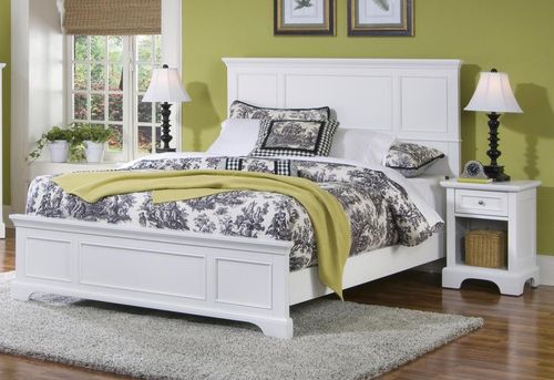 Naples Queen Size Bed with Night Stand in White - Home Styles - 5530-5013