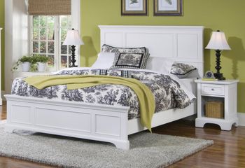 Naples Queen Size Bed with Night Stand in White - Home Styles - 5530-5013