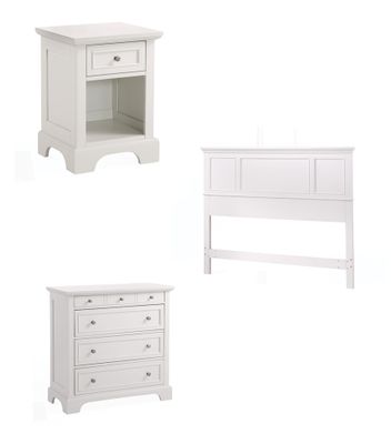 Naples Queen Size Headboard, Night Stand, and Drawer Chest in White - Home Styles - 5530-5012