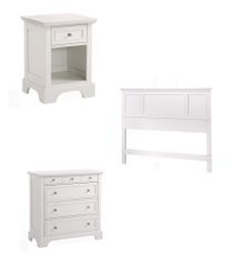 Naples Queen Size Headboard, Night Stand, and Drawer Chest in White - Home Styles - 5530-5012