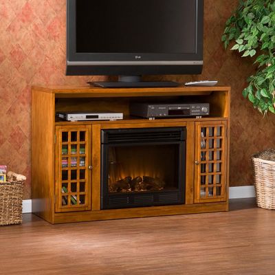 Narita Media Glazed Pine Electric Fireplace - Holly and Martin