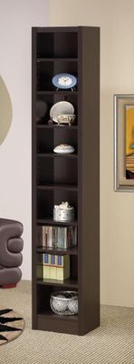 Narrow Bookcase in Cappuccino - 800285