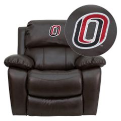 Nebraska at Omaha Mavericks Leather Rocker Recliner - MEN-DA3439-91-BRN-41089-EMB-GG