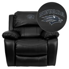 Nevada Wolfpack Leather Rocker Recliner - MEN-DA3439-91-BK-40026-EMB-GG