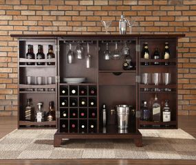 Newport Expandable Bar Cabinet in Vintage Mahogany Finish - Crosley Furniture - KF40001CMA