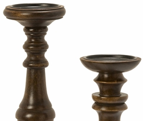 Nilay Wood Candleholders In Old Oak Finish (Set of 3) - IMAX - 5536-3