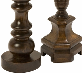 Nilay Wood Candleholders In Old Oak Finish (Set of 3) - IMAX - 5536-3