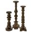 Nilay Wood Candleholders In Old Oak Finish (Set of 3) - IMAX - 5536-3