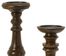 Nilay Wood Candleholders In Old Oak Finish (Set of 3) - IMAX - 5536-3