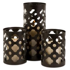 Norte Cutwork Candle Holders (Set of 3) - IMAX - 56337-3