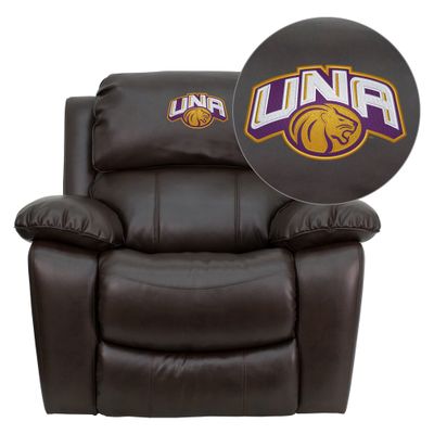 North Alabama Lions Embroidered Brown Leather Rocker Recliner  - MEN-DA3439-91-BRN-41090-EMB-GG