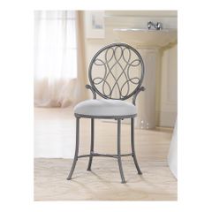 O'Malley Gray Metallic Vanity Stool - Hillsdale