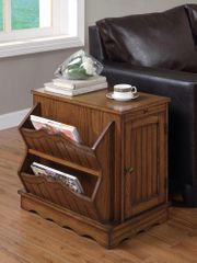 Oak Cabinet Table with Magazine Rack - 700421