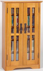 Oak Mission Style Glass Door Wall Mounted DVD Cabinet - Leslie Dame DVD Storage - M-190