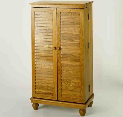 Oak Mission Style Louvered Door DVD Cabinet - Leslie Dame DVD Storage - CD-612V