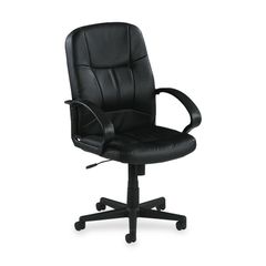Office Chair Mid Back - Black Leather - LLR60121