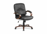 Office Chair Mid Back - Cherry/Black Leather - LLR60336