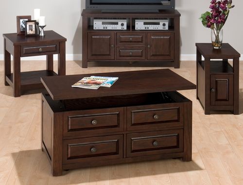 Ogden Oak 4PC Livingroom Table Set with TV Stand - 484-5