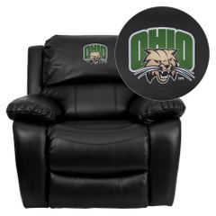 Ohio University Bobcats Black Leather Recliner - MEN-DA3439-91-BK-45018-EMB-GG