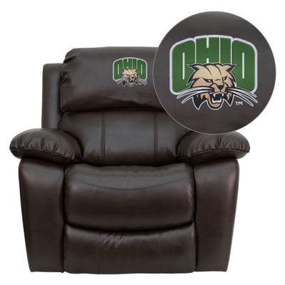 Ohio University Bobcats Brown Leather Recliner - MEN-DA3439-91-BRN-45018-EMB-GG