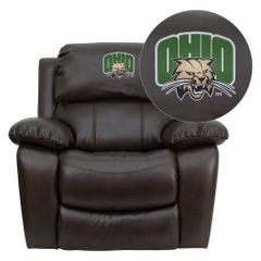 Ohio University Bobcats Brown Leather Recliner - MEN-DA3439-91-BRN-45018-EMB-GG