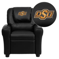 Oklahoma State University Cowboys & Cowgirls Vinyl Kids Recliner - DG-ULT-KID-BK-40028-EMB-GG