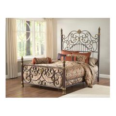 Old Brown Highlight Stanton Bed with Matching Side Rail - Hillsdale