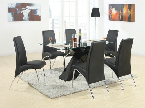 Ophelia Black 7PC Dining Set with X Table - 120811