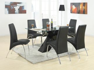 Ophelia Black 7PC Dining Set with X Table - 120811