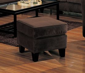 Ottoman in Bella Velvet in Chocolate Fabric - Coaster