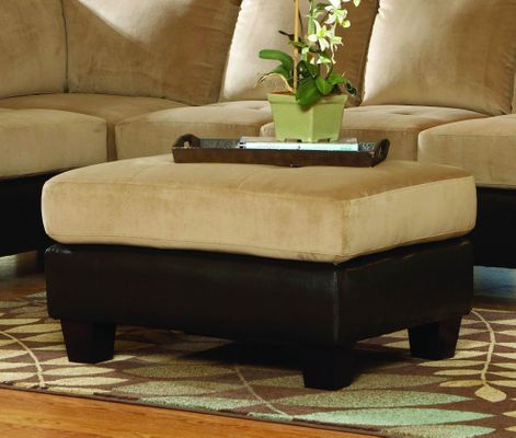 Ottoman in Brown Bella Microfiber / Bi-cast Vinyl - 9838BR-4