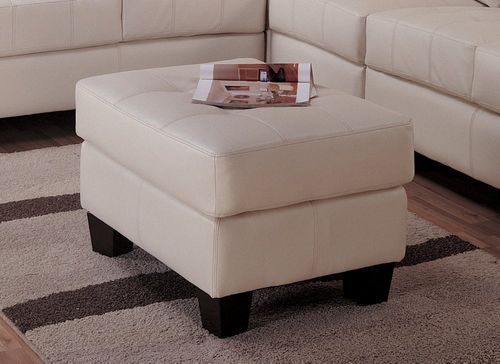 Ottoman in Cream Leather - Coaster