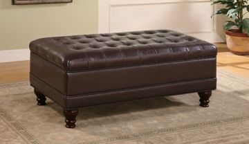 Ottoman in Dark Brown Leather-like Vinyl - Coaster