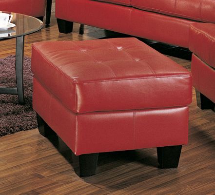 Ottoman in Red Leather - Coaster