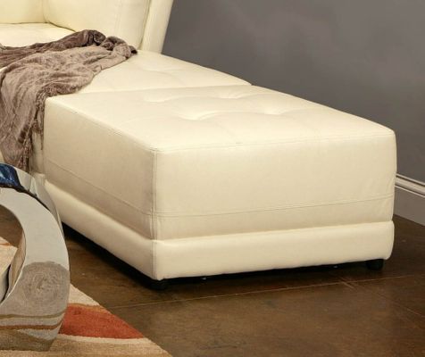 Ottoman in White Leather - Coaster